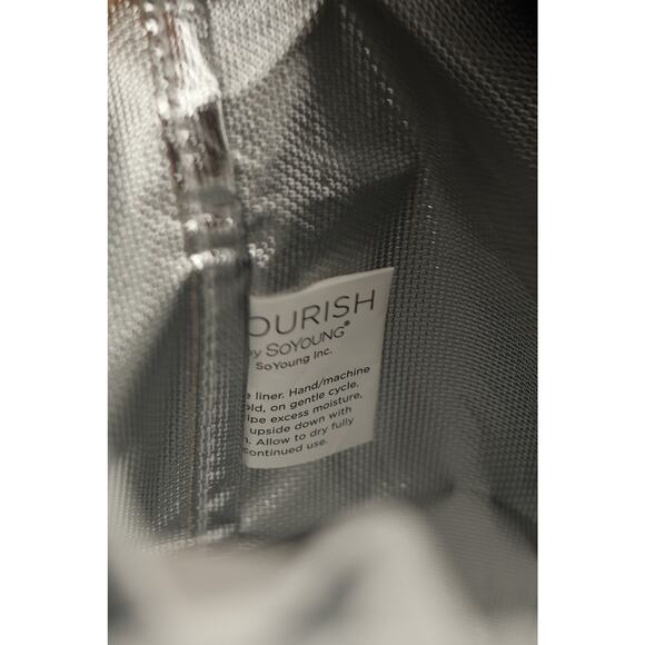 Nourish by So Young Lunch Tote Bag Zip Pockets Mustard Stripes One Size - Picture 5 of 6